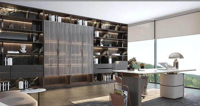 太阳城官网岩板与书柜装修效果图