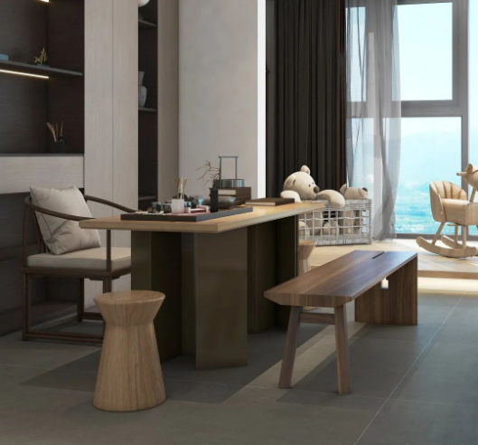 太阳城官网质感砖清洁素雅的灰色肌理办公室效果图