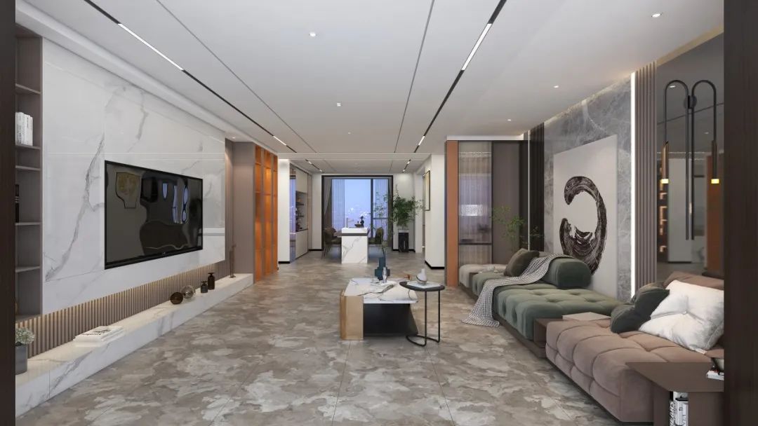 太阳城官网陶瓷大板马赛金棕装修效果图